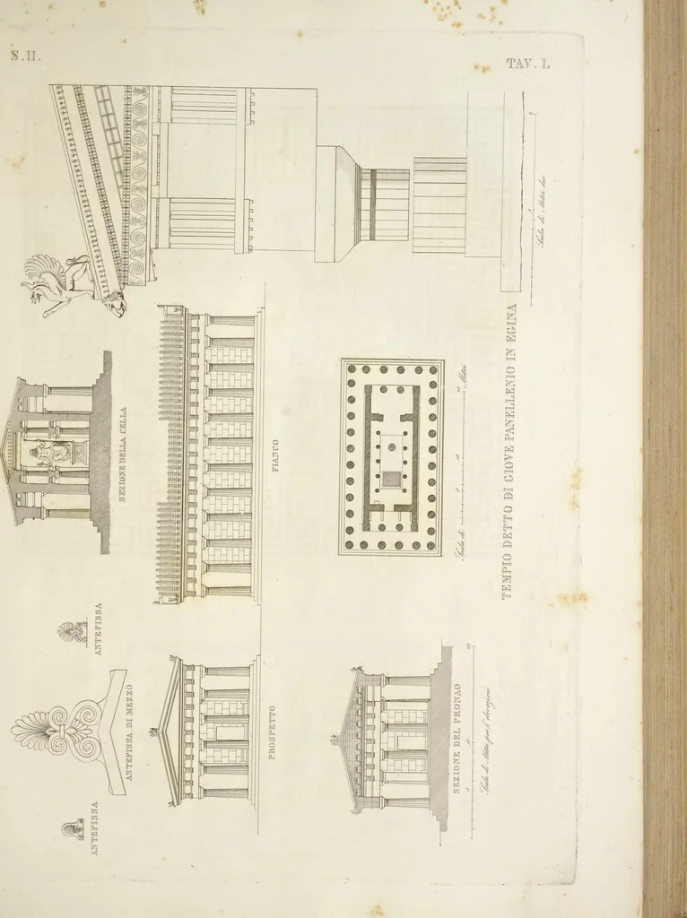 An illustration from L'architettura antica descritta e dimostrata coi monumenti ... : opera divisa in tre sezioni risguardanti la storia, la teorica, e le pratiche dell' architettura egiziana, greca e romana, 1830, leaf 120