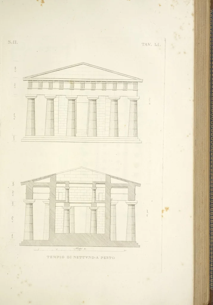 An illustration from L'architettura antica descritta e dimostrata coi monumenti ... : opera divisa in tre sezioni risguardanti la storia, la teorica, e le pratiche dell' architettura egiziana, greca e romana, 1830, leaf 128