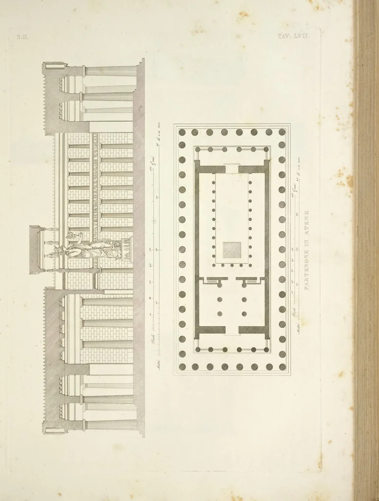 An illustration from L'architettura antica descritta e dimostrata coi monumenti ... : opera divisa in tre sezioni risguardanti la storia, la teorica, e le pratiche dell' architettura egiziana, greca e romana, 1830, leaf 140
