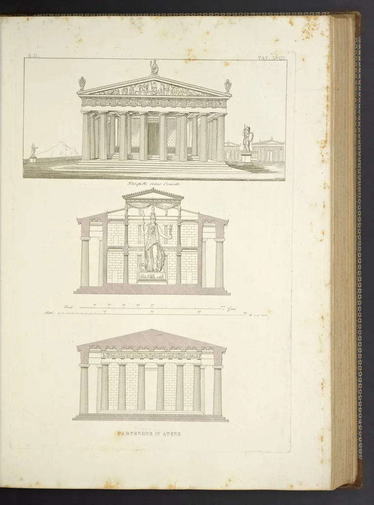 An illustration from L'architettura antica descritta e dimostrata coi monumenti ... : opera divisa in tre sezioni risguardanti la storia, la teorica, e le pratiche dell' architettura egiziana, greca e romana, 1830, leaf 142