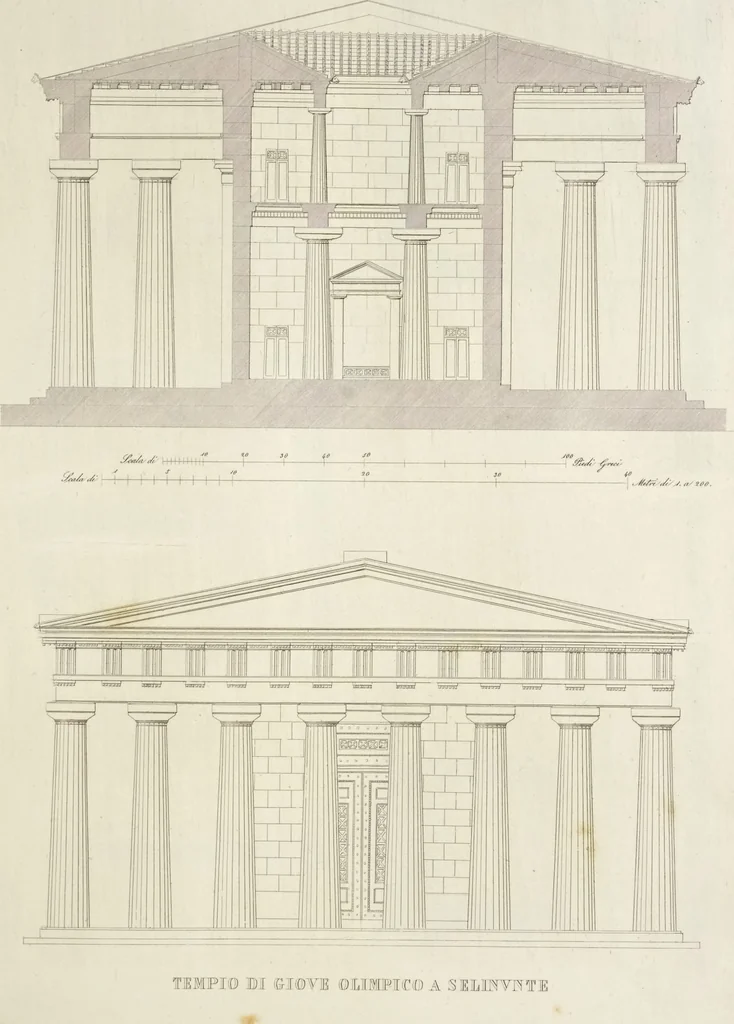 An illustration from L'architettura antica descritta e dimostrata coi monumenti ... : opera divisa in tre sezioni risguardanti la storia, la teorica, e le pratiche dell' architettura egiziana, greca e romana, 1830, leaf 148