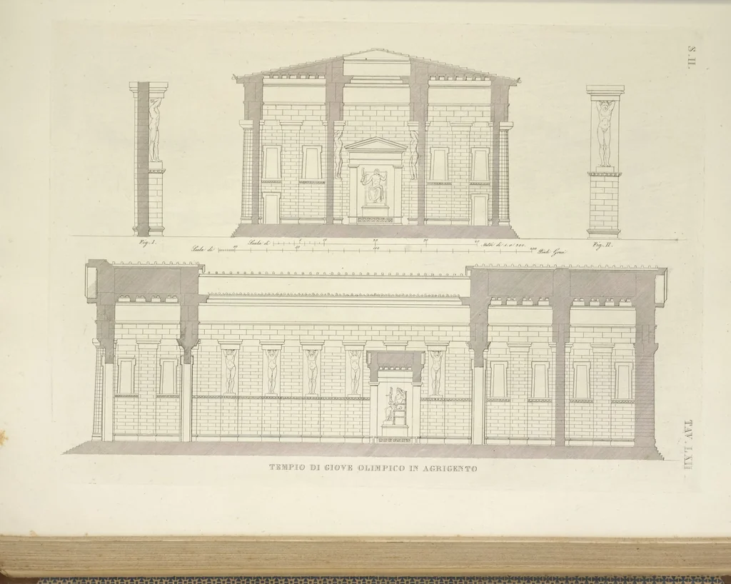 An illustration from L'architettura antica descritta e dimostrata coi monumenti ... : opera divisa in tre sezioni risguardanti la storia, la teorica, e le pratiche dell' architettura egiziana, greca e romana, 1830, leaf 150
