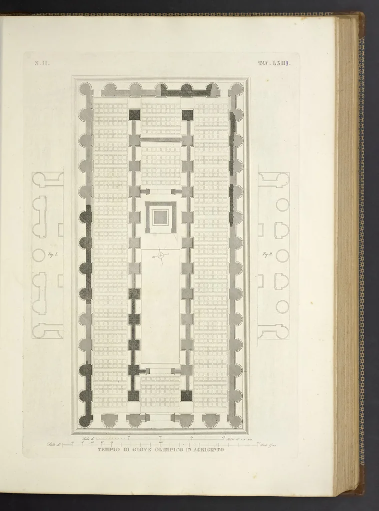 An illustration from L'architettura antica descritta e dimostrata coi monumenti ... : opera divisa in tre sezioni risguardanti la storia, la teorica, e le pratiche dell' architettura egiziana, greca e romana, 1830, leaf 152