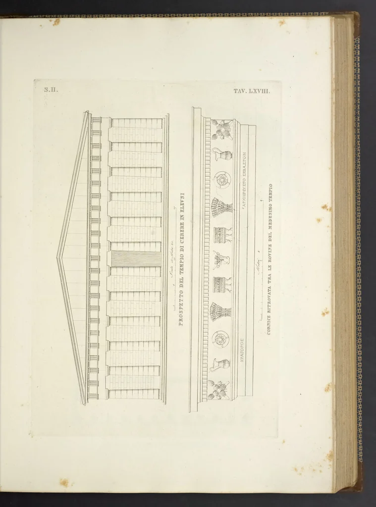 An illustration from L'architettura antica descritta e dimostrata coi monumenti ... : opera divisa in tre sezioni risguardanti la storia, la teorica, e le pratiche dell' architettura egiziana, greca e romana, 1830, leaf 162