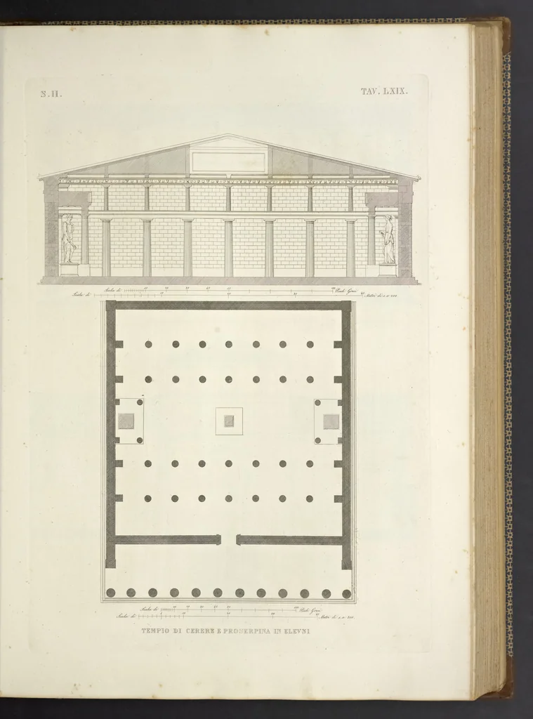 An illustration from L'architettura antica descritta e dimostrata coi monumenti ... : opera divisa in tre sezioni risguardanti la storia, la teorica, e le pratiche dell' architettura egiziana, greca e romana, 1830, leaf 164