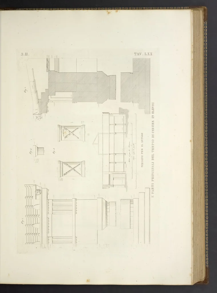 An illustration from L'architettura antica descritta e dimostrata coi monumenti ... : opera divisa in tre sezioni risguardanti la storia, la teorica, e le pratiche dell' architettura egiziana, greca e romana, 1830, leaf 168