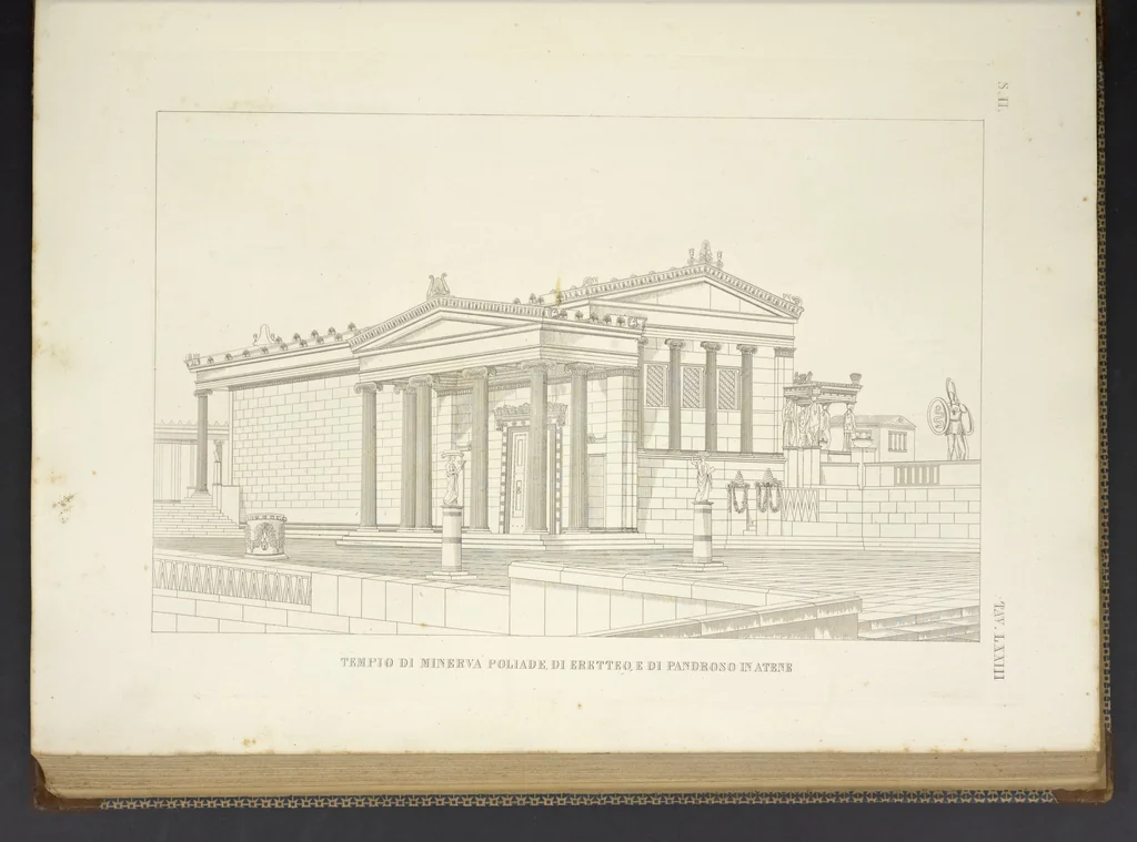 An illustration from L'architettura antica descritta e dimostrata coi monumenti ... : opera divisa in tre sezioni risguardanti la storia, la teorica, e le pratiche dell' architettura egiziana, greca e romana, 1830, leaf 174