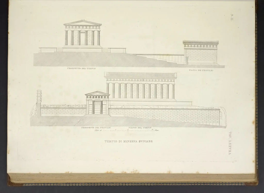 An illustration from L'architettura antica descritta e dimostrata coi monumenti ... : opera divisa in tre sezioni risguardanti la storia, la teorica, e le pratiche dell' architettura egiziana, greca e romana, 1830, leaf 184