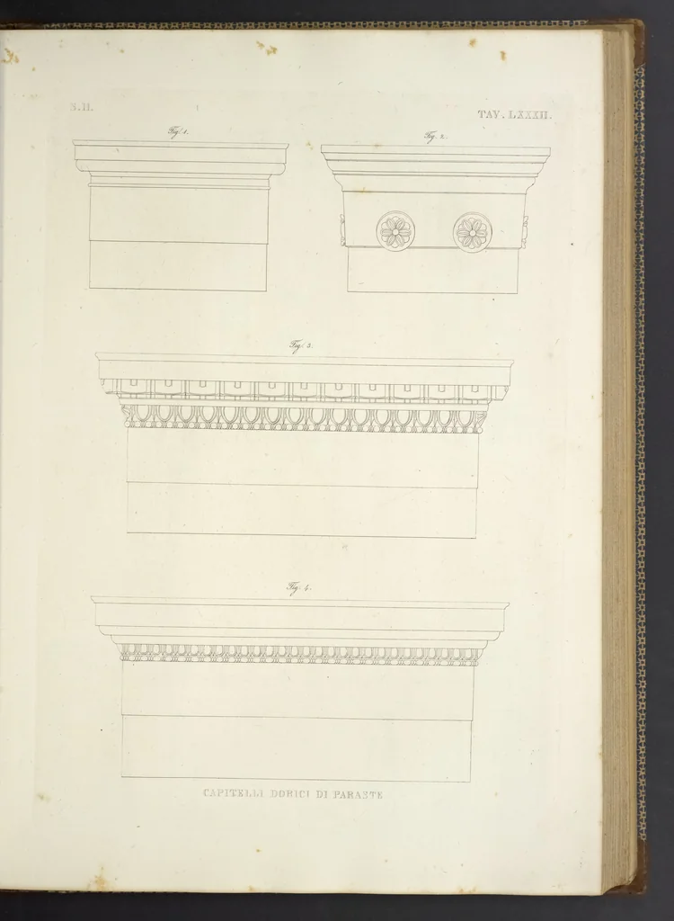 An illustration from L'architettura antica descritta e dimostrata coi monumenti ... : opera divisa in tre sezioni risguardanti la storia, la teorica, e le pratiche dell' architettura egiziana, greca e romana, 1830, leaf 194