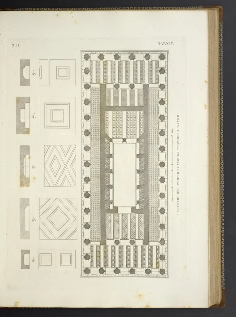 An illustration from L'architettura antica descritta e dimostrata coi monumenti ... : opera divisa in tre sezioni risguardanti la storia, la teorica, e le pratiche dell' architettura egiziana, greca e romana, 1830, leaf 220