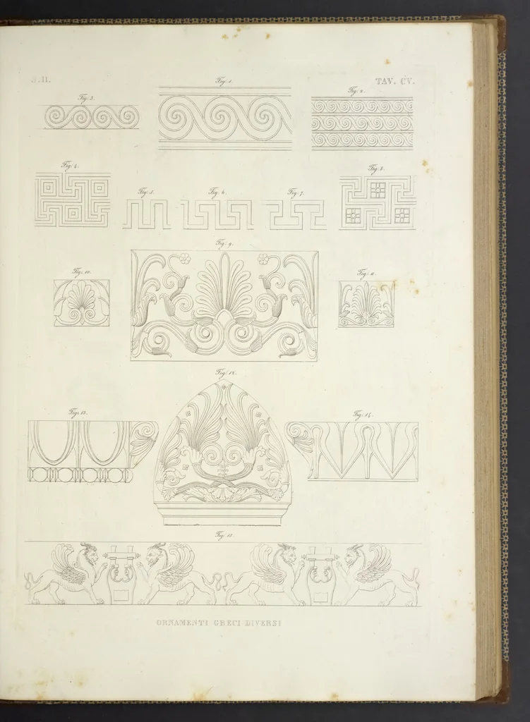 An illustration from L'architettura antica descritta e dimostrata coi monumenti ... : opera divisa in tre sezioni risguardanti la storia, la teorica, e le pratiche dell' architettura egiziana, greca e romana, 1830, leaf 240