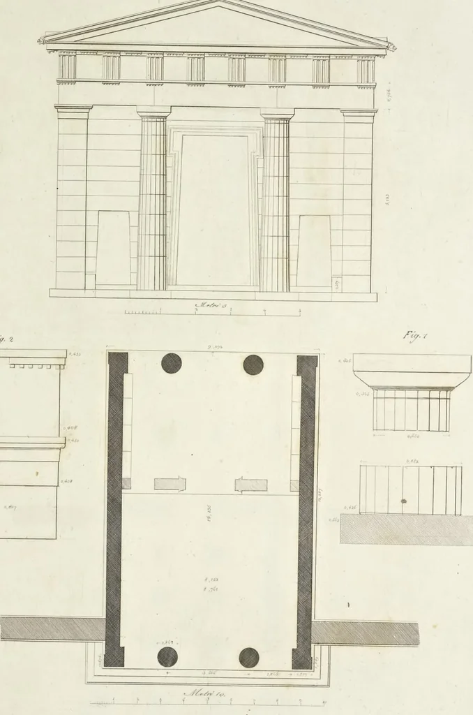 An illustration from L'architettura antica descritta e dimostrata coi monumenti ... : opera divisa in tre sezioni risguardanti la storia, la teorica, e le pratiche dell' architettura egiziana, greca e romana, 1830, leaf 246
