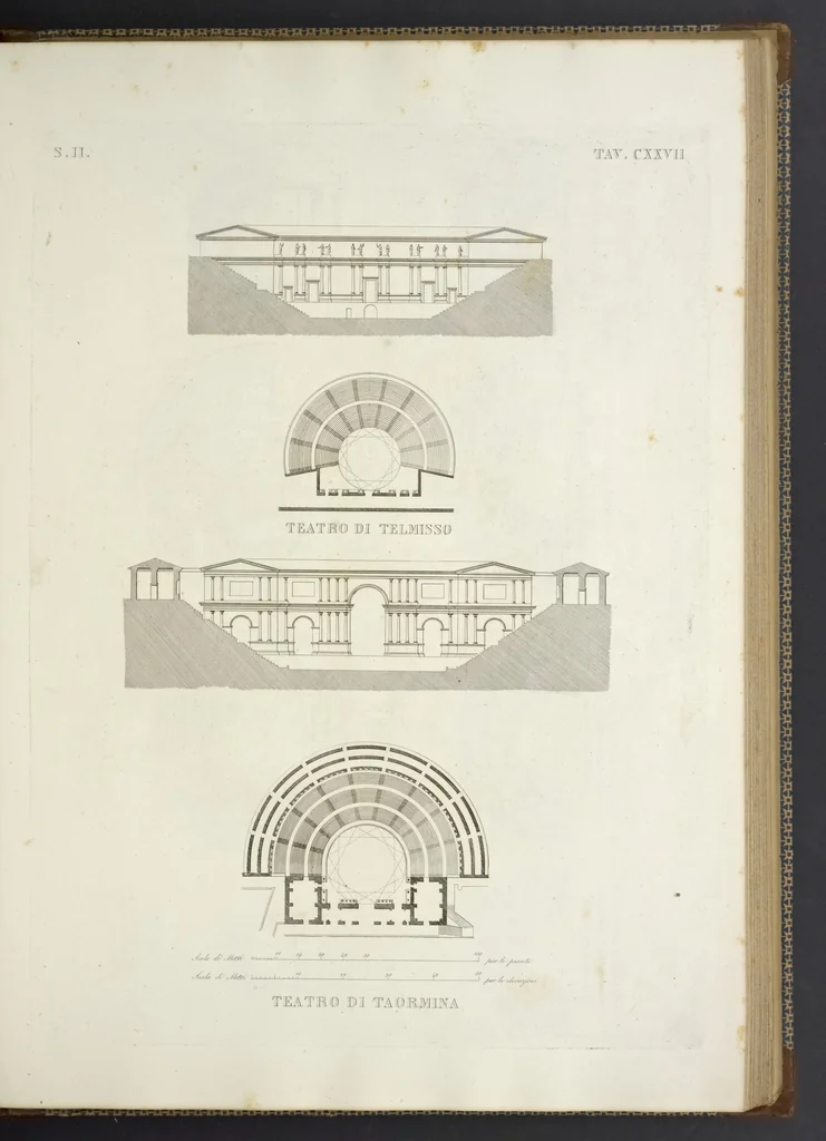 An illustration from L'architettura antica descritta e dimostrata coi monumenti ... : opera divisa in tre sezioni risguardanti la storia, la teorica, e le pratiche dell' architettura egiziana, greca e romana, 1830, leaf 284