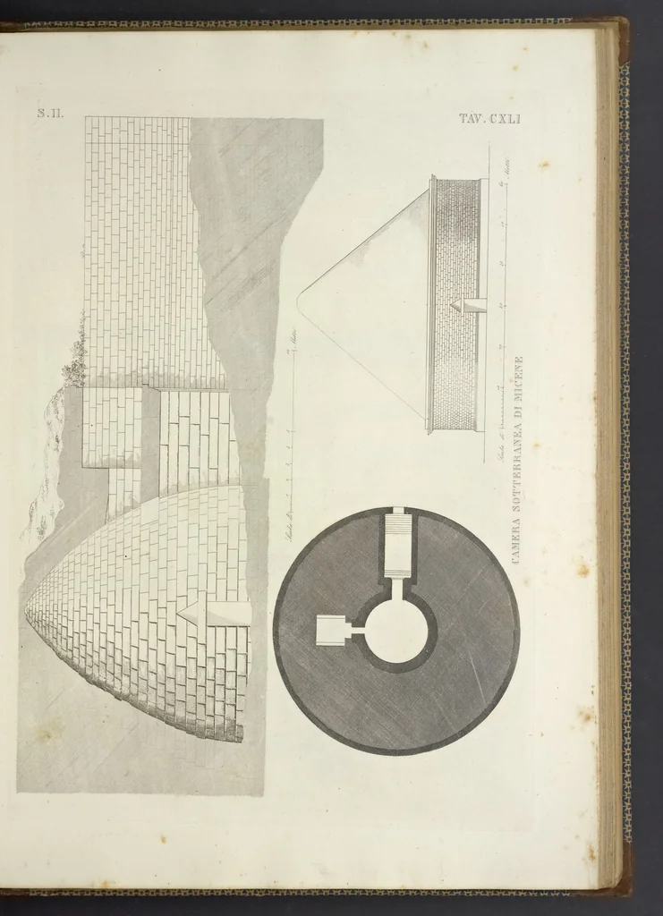 An illustration from L'architettura antica descritta e dimostrata coi monumenti ... : opera divisa in tre sezioni risguardanti la storia, la teorica, e le pratiche dell' architettura egiziana, greca e romana, 1830, leaf 312