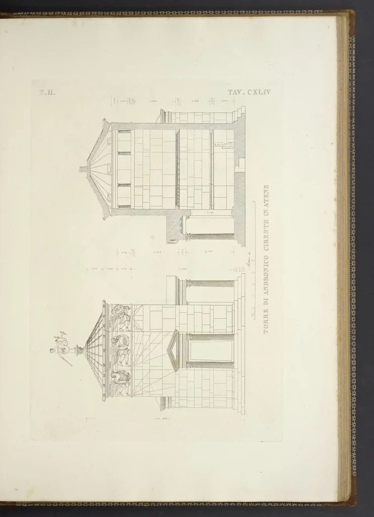 An illustration from L'architettura antica descritta e dimostrata coi monumenti ... : opera divisa in tre sezioni risguardanti la storia, la teorica, e le pratiche dell' architettura egiziana, greca e romana, 1830, leaf 318