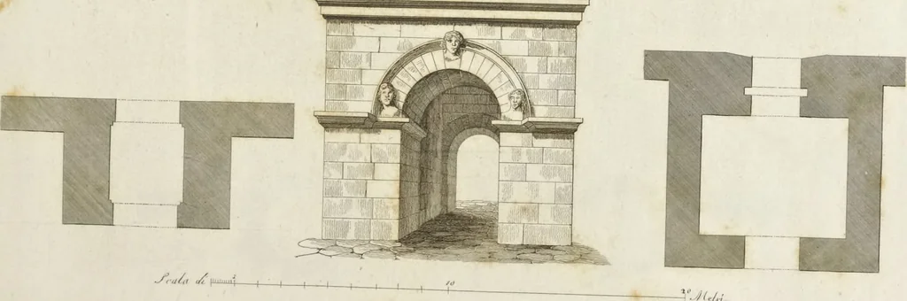 An illustration from L'architettura antica descritta e dimostrata coi monumenti ... : opera divisa in tre sezioni risguardanti la storia, la teorica, e le pratiche dell' architettura egiziana, greca e romana, 1830, leaf 32