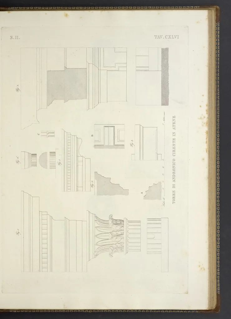 An illustration from L'architettura antica descritta e dimostrata coi monumenti ... : opera divisa in tre sezioni risguardanti la storia, la teorica, e le pratiche dell' architettura egiziana, greca e romana, 1830, leaf 322