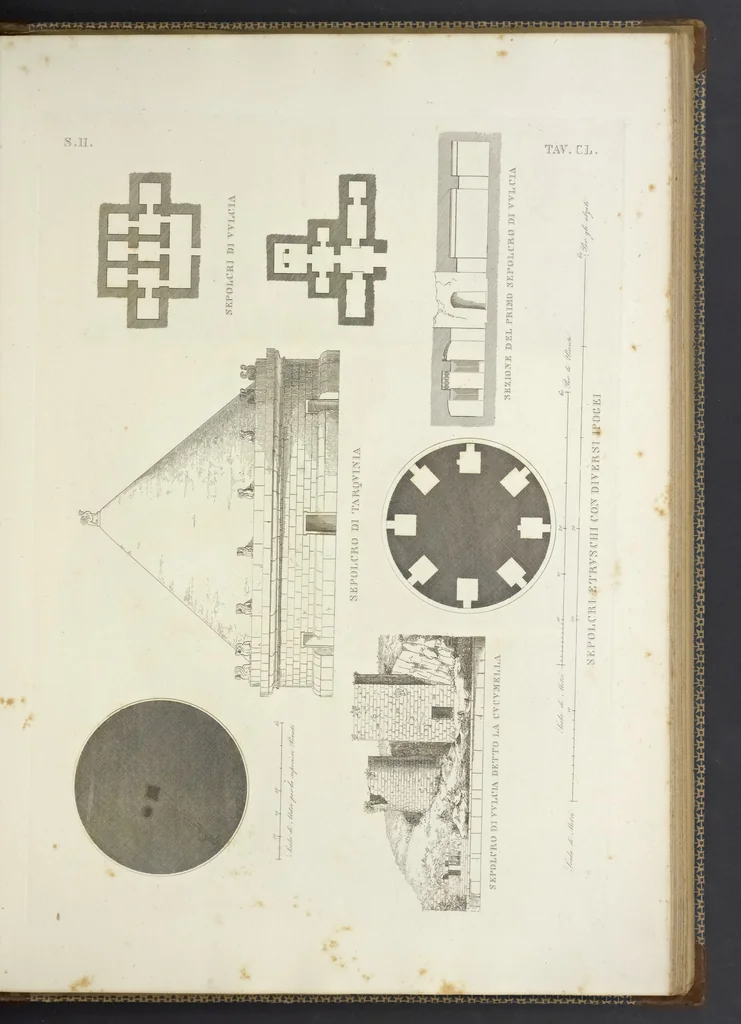 An illustration from L'architettura antica descritta e dimostrata coi monumenti ... : opera divisa in tre sezioni risguardanti la storia, la teorica, e le pratiche dell' architettura egiziana, greca e romana, 1830, leaf 332