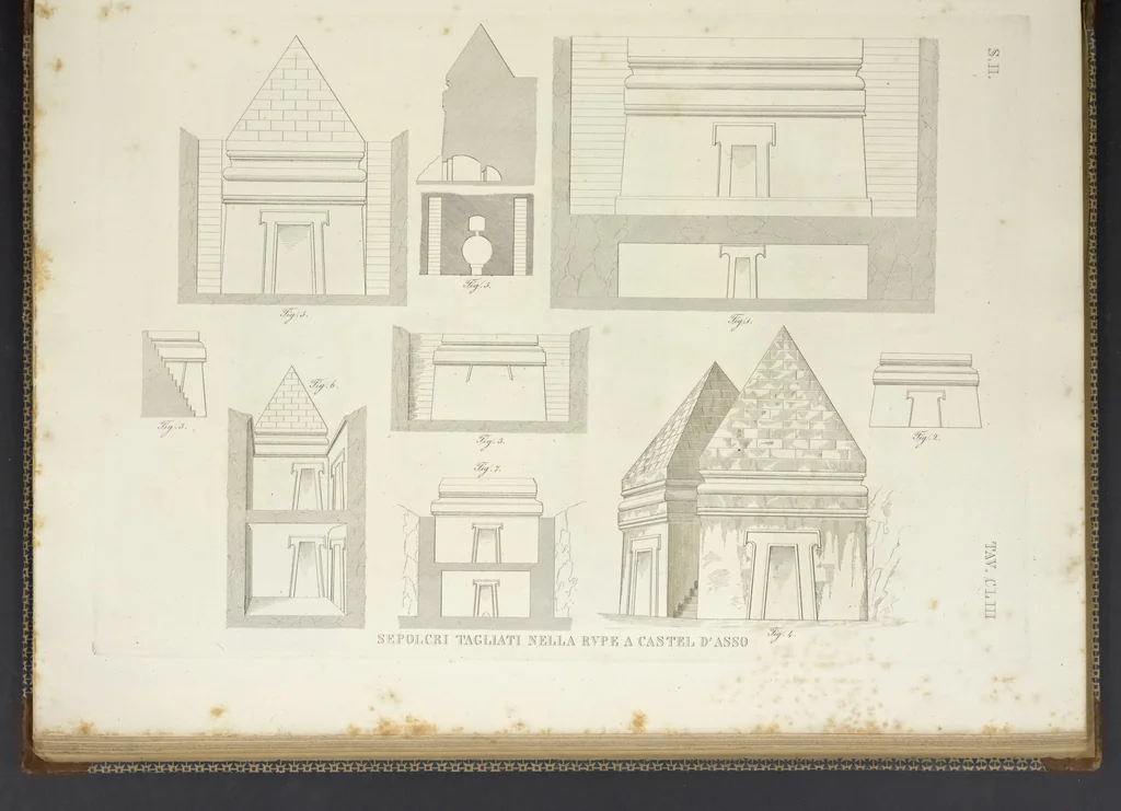 An illustration from L'architettura antica descritta e dimostrata coi monumenti ... : opera divisa in tre sezioni risguardanti la storia, la teorica, e le pratiche dell' architettura egiziana, greca e romana, 1830, leaf 338