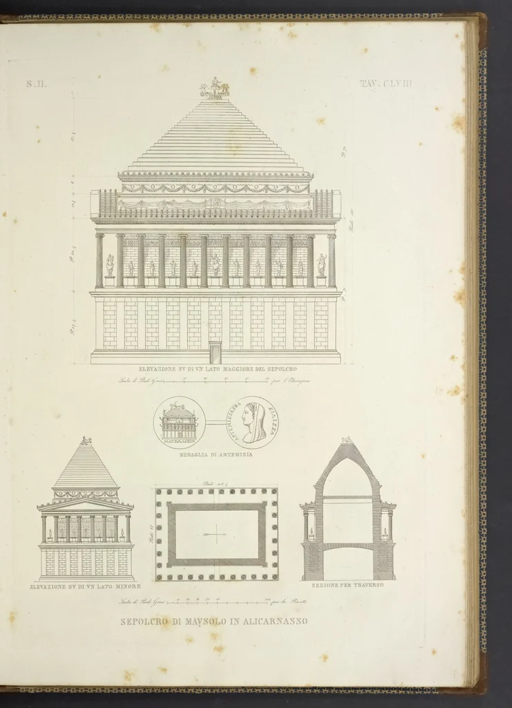 An illustration from L'architettura antica descritta e dimostrata coi monumenti ... : opera divisa in tre sezioni risguardanti la storia, la teorica, e le pratiche dell' architettura egiziana, greca e romana, 1830, leaf 348