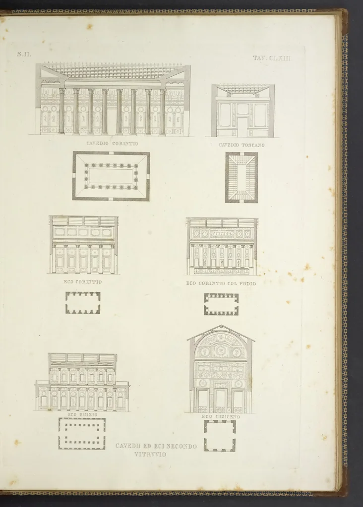 An illustration from L'architettura antica descritta e dimostrata coi monumenti ... : opera divisa in tre sezioni risguardanti la storia, la teorica, e le pratiche dell' architettura egiziana, greca e romana, 1830, leaf 360