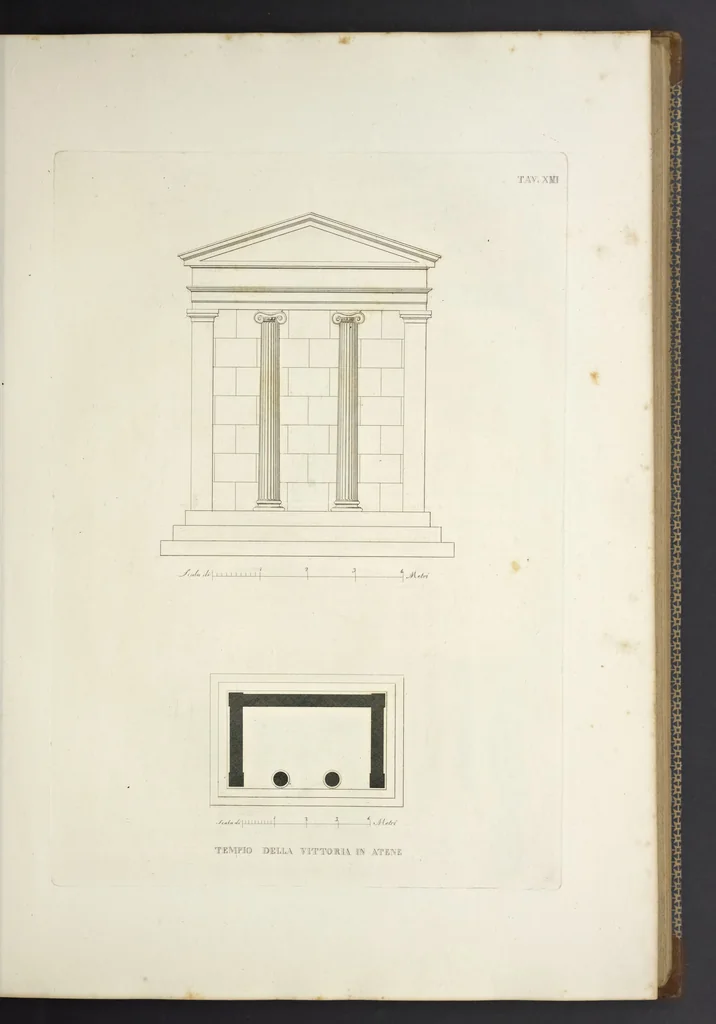 An illustration from L'architettura antica descritta e dimostrata coi monumenti ... : opera divisa in tre sezioni risguardanti la storia, la teorica, e le pratiche dell' architettura egiziana, greca e romana, 1830, leaf 38