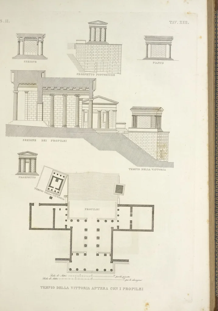 An illustration from L'architettura antica descritta e dimostrata coi monumenti ... : opera divisa in tre sezioni risguardanti la storia, la teorica, e le pratiche dell' architettura egiziana, greca e romana, 1830, leaf 44