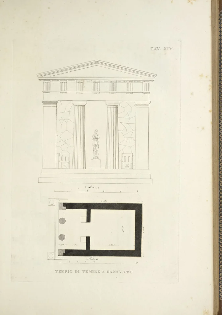 An illustration from L'architettura antica descritta e dimostrata coi monumenti ... : opera divisa in tre sezioni risguardanti la storia, la teorica, e le pratiche dell' architettura egiziana, greca e romana, 1830, leaf 46