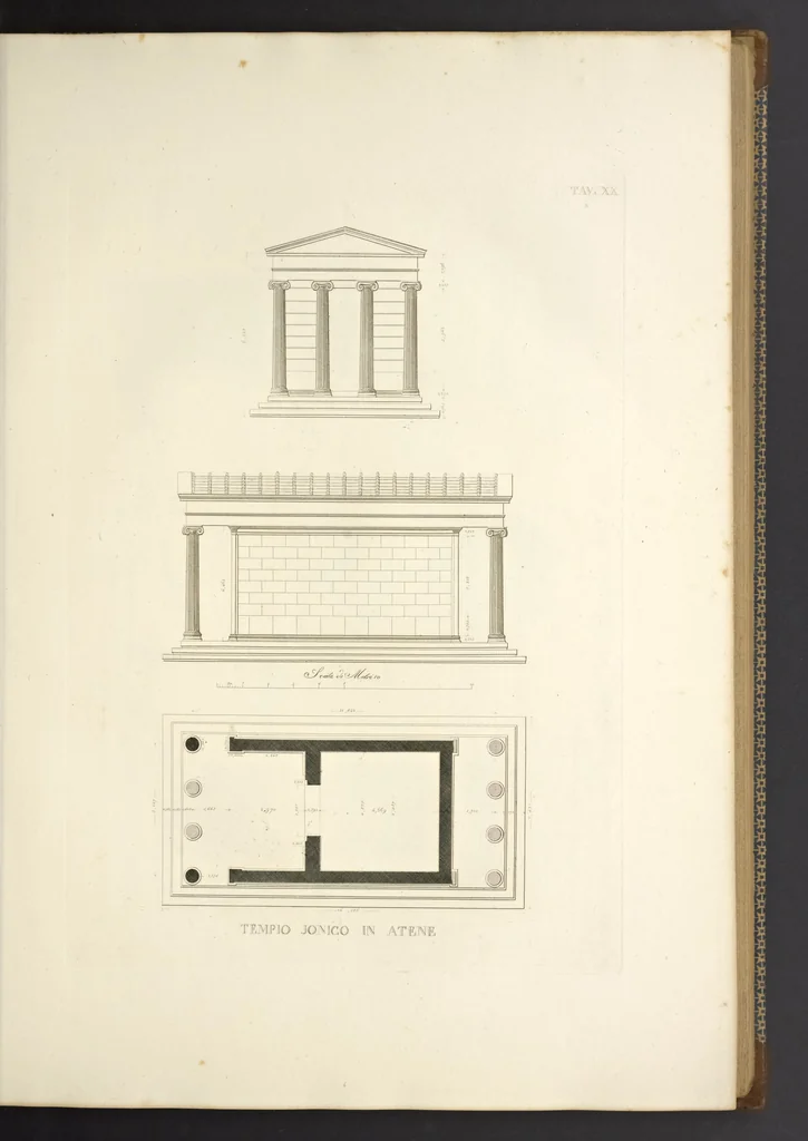 An illustration from L'architettura antica descritta e dimostrata coi monumenti ... : opera divisa in tre sezioni risguardanti la storia, la teorica, e le pratiche dell' architettura egiziana, greca e romana, 1830, leaf 58