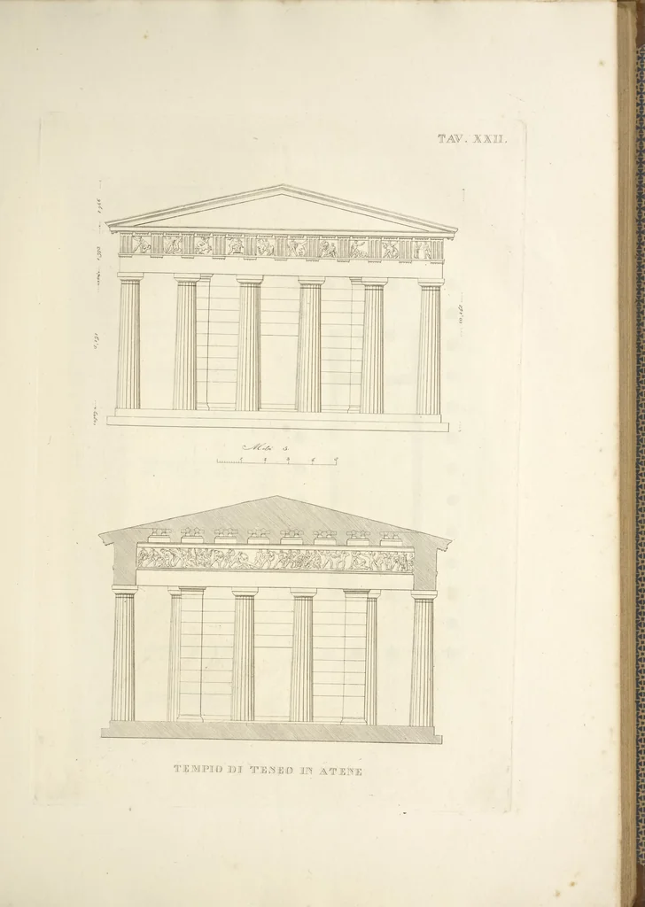 An illustration from L'architettura antica descritta e dimostrata coi monumenti ... : opera divisa in tre sezioni risguardanti la storia, la teorica, e le pratiche dell' architettura egiziana, greca e romana, 1830, leaf 62