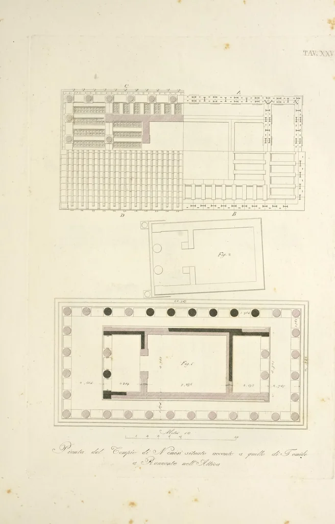 An illustration from L'architettura antica descritta e dimostrata coi monumenti ... : opera divisa in tre sezioni risguardanti la storia, la teorica, e le pratiche dell' architettura egiziana, greca e romana, 1830, leaf 68