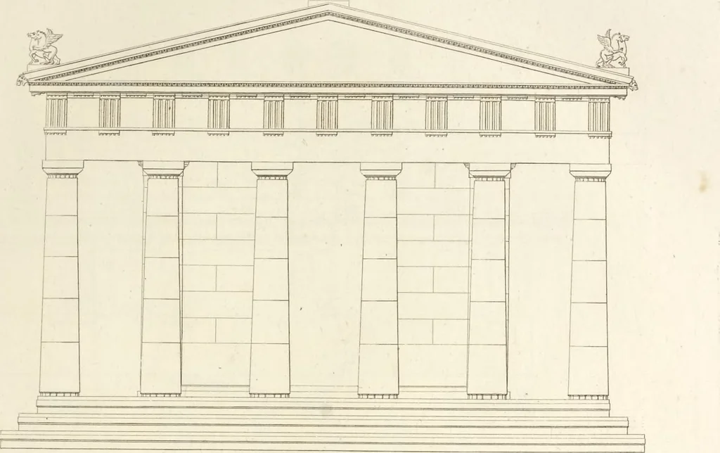 An illustration from L'architettura antica descritta e dimostrata coi monumenti ... : opera divisa in tre sezioni risguardanti la storia, la teorica, e le pratiche dell' architettura egiziana, greca e romana, 1830, leaf 70