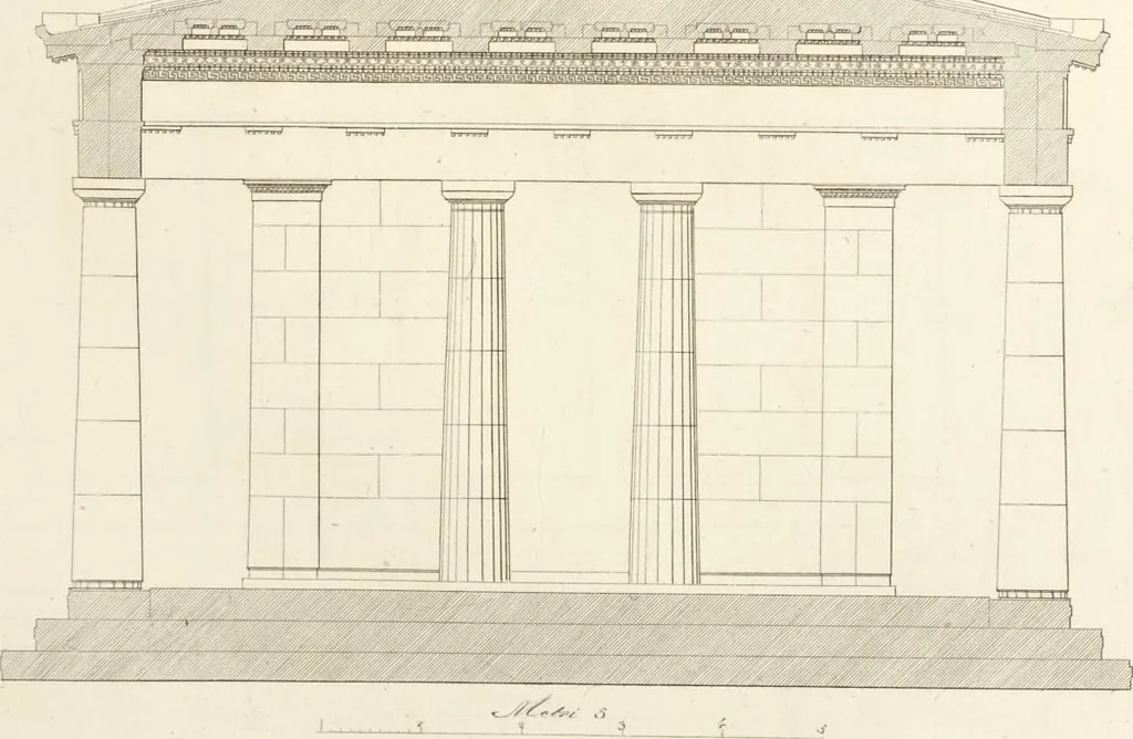 An illustration from L'architettura antica descritta e dimostrata coi monumenti ... : opera divisa in tre sezioni risguardanti la storia, la teorica, e le pratiche dell' architettura egiziana, greca e romana, 1830, leaf 70