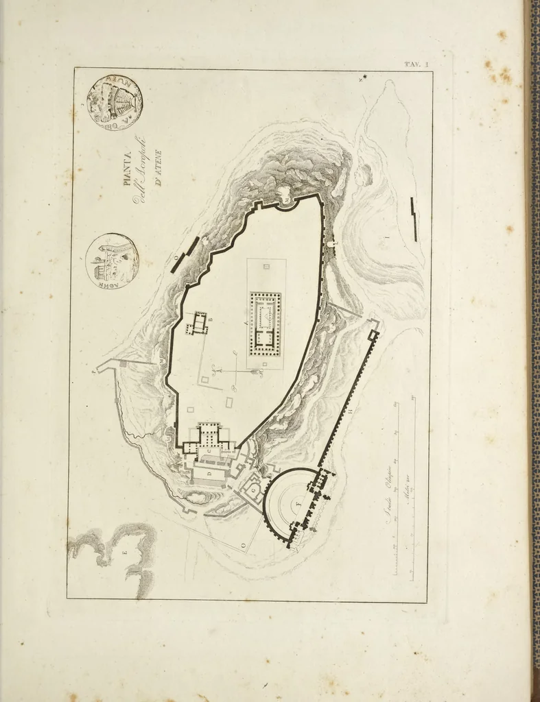 An illustration from L'architettura antica descritta e dimostrata coi monumenti ... : opera divisa in tre sezioni risguardanti la storia, la teorica, e le pratiche dell' architettura egiziana, greca e romana, 1830, leaf 8