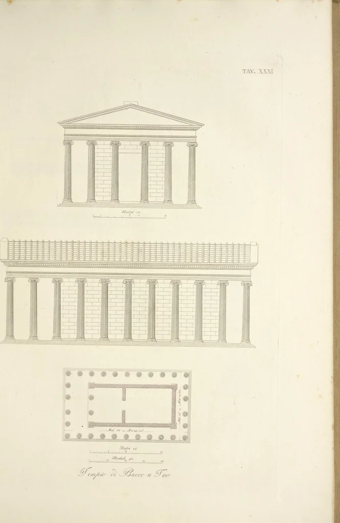 An illustration from L'architettura antica descritta e dimostrata coi monumenti ... : opera divisa in tre sezioni risguardanti la storia, la teorica, e le pratiche dell' architettura egiziana, greca e romana, 1830, leaf 80