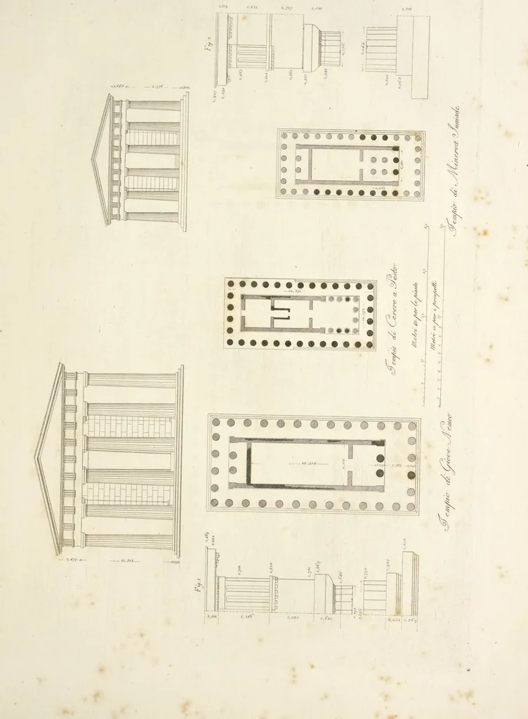 An illustration from L'architettura antica descritta e dimostrata coi monumenti ... : opera divisa in tre sezioni risguardanti la storia, la teorica, e le pratiche dell' architettura egiziana, greca e romana, 1830, leaf 86