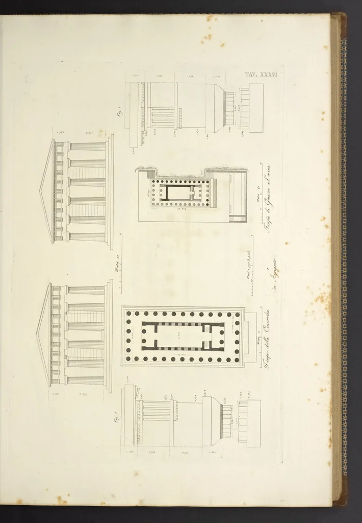 An illustration from L'architettura antica descritta e dimostrata coi monumenti ... : opera divisa in tre sezioni risguardanti la storia, la teorica, e le pratiche dell' architettura egiziana, greca e romana, 1830, leaf 90