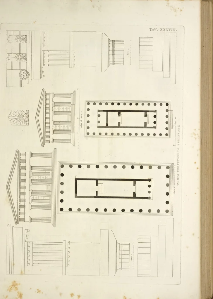 An illustration from L'architettura antica descritta e dimostrata coi monumenti ... : opera divisa in tre sezioni risguardanti la storia, la teorica, e le pratiche dell' architettura egiziana, greca e romana, 1830, leaf 94