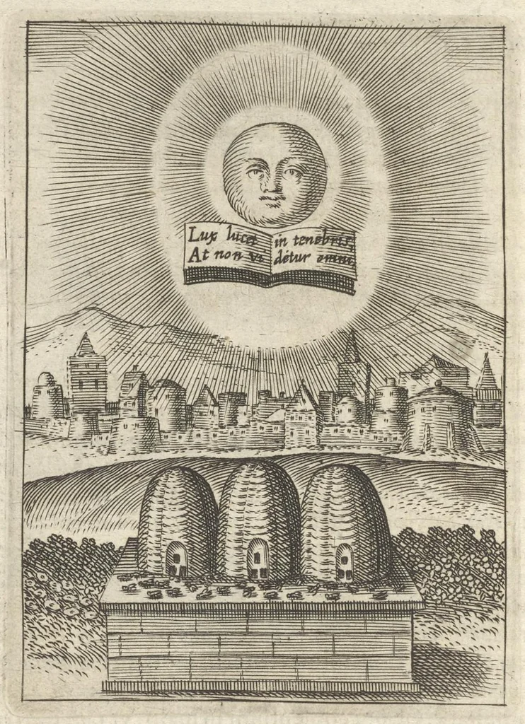 An illustration from Viridarium hieroglyphico-morale : in quo virtutes et vitia atqve mores huius aevi secundum tres ordines hierarchicos -- ecclesiasticum, politicum, oeconomicum ... explicantur : & non tantum dictis & exemplis historiarum veterum ac recentium, ex sacris scripturis, sanctis patribus, seu dd. Ecclesiae, poetis, philosophis, historicis cum christianorum tum gentilium, sed etiam artificiosissimis eiconibus hieroglyphicis illustrantur ..., 1619, leaf 125