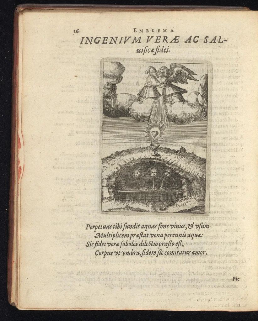 An illustration from Viridarium hieroglyphico-morale : in quo virtutes et vitia atqve mores huius aevi secundum tres ordines hierarchicos -- ecclesiasticum, politicum, oeconomicum ... explicantur : & non tantum dictis & exemplis historiarum veterum ac recentium, ex sacris scripturis, sanctis patribus, seu dd. Ecclesiae, poetis, philosophis, historicis cum christianorum tum gentilium, sed etiam artificiosissimis eiconibus hieroglyphicis illustrantur ..., 1619, leaf 27