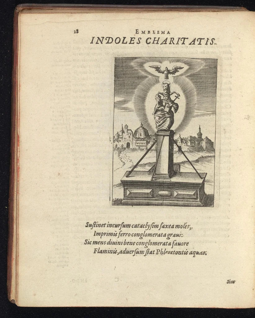 An illustration from Viridarium hieroglyphico-morale : in quo virtutes et vitia atqve mores huius aevi secundum tres ordines hierarchicos -- ecclesiasticum, politicum, oeconomicum ... explicantur : & non tantum dictis & exemplis historiarum veterum ac recentium, ex sacris scripturis, sanctis patribus, seu dd. Ecclesiae, poetis, philosophis, historicis cum christianorum tum gentilium, sed etiam artificiosissimis eiconibus hieroglyphicis illustrantur ..., 1619, leaf 29