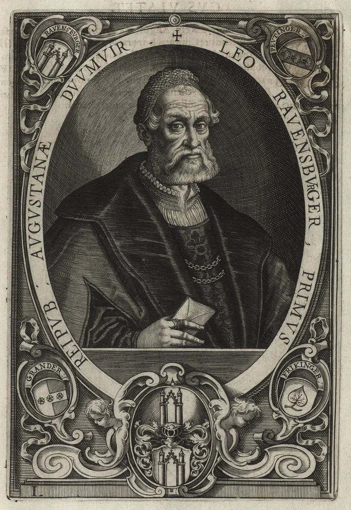 An illustration from Imp. Caes. Caroli V. S.A. decreto et auspicijs inclytae Reip. Augustanae Vincelic. ab anno P.C.N. MDXLVIII praefecti IIviri [duumviri], a Luca Kiliano ciue Augustano chalcographicis formis expressi MDCXXIV, 1624, leaf 12