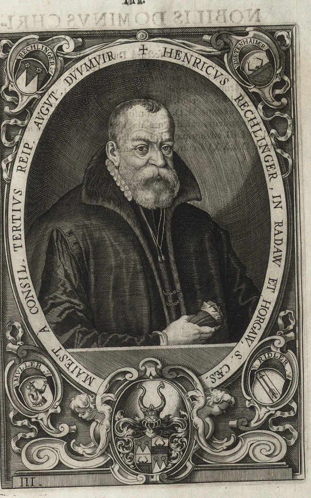 An illustration from Imp. Caes. Caroli V. S.A. decreto et auspicijs inclytae Reip. Augustanae Vincelic. ab anno P.C.N. MDXLVIII praefecti IIviri [duumviri], a Luca Kiliano ciue Augustano chalcographicis formis expressi MDCXXIV, 1624, leaf 16