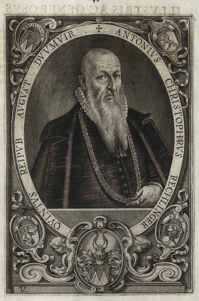 An illustration from Imp. Caes. Caroli V. S.A. decreto et auspicijs inclytae Reip. Augustanae Vincelic. ab anno P.C.N. MDXLVIII praefecti IIviri [duumviri], a Luca Kiliano ciue Augustano chalcographicis formis expressi MDCXXIV, 1624, leaf 20