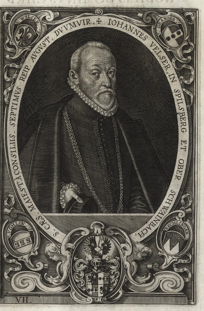 An illustration from Imp. Caes. Caroli V. S.A. decreto et auspicijs inclytae Reip. Augustanae Vincelic. ab anno P.C.N. MDXLVIII praefecti IIviri [duumviri], a Luca Kiliano ciue Augustano chalcographicis formis expressi MDCXXIV, 1624, leaf 24