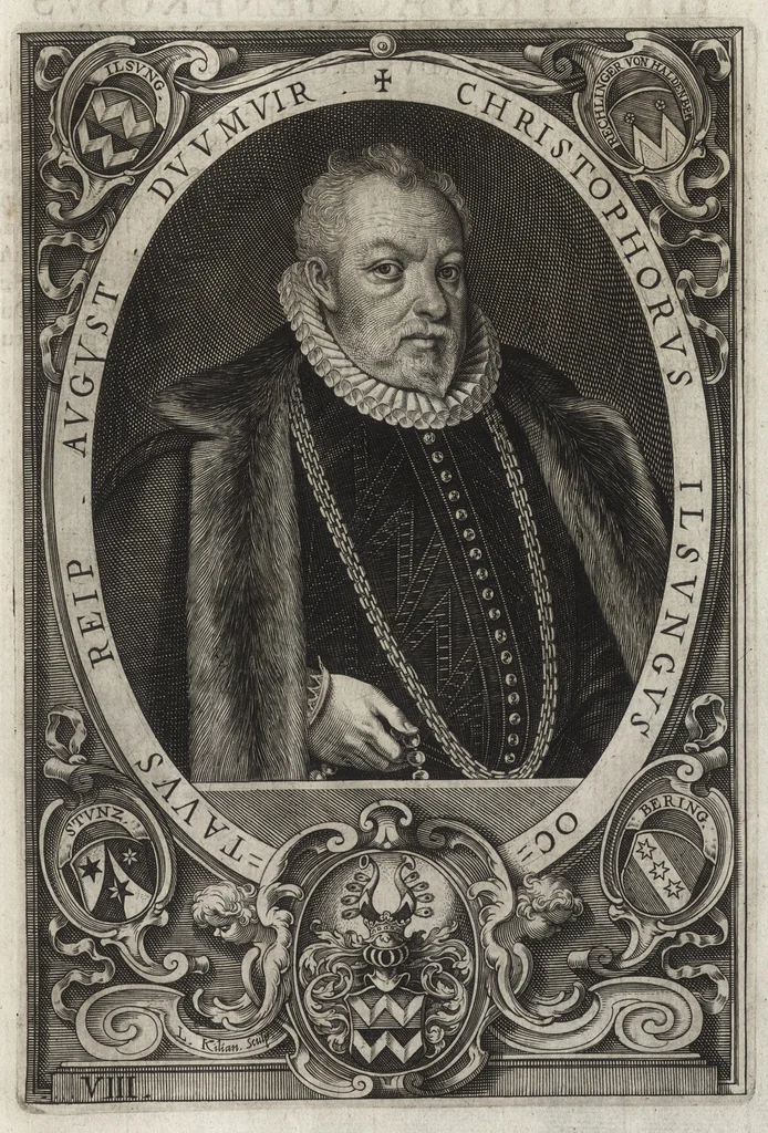 An illustration from Imp. Caes. Caroli V. S.A. decreto et auspicijs inclytae Reip. Augustanae Vincelic. ab anno P.C.N. MDXLVIII praefecti IIviri [duumviri], a Luca Kiliano ciue Augustano chalcographicis formis expressi MDCXXIV, 1624, leaf 26