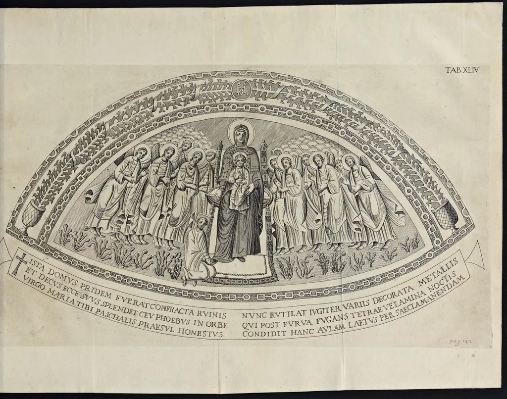 An illustration from Vetera monimenta : in quibus praecipuè musiva opera sacarum profanarumque aedium structura, ac nonnulli antiqui ritus, dissertatiobus, iconibusque illustrantur, 1690, leaf 258