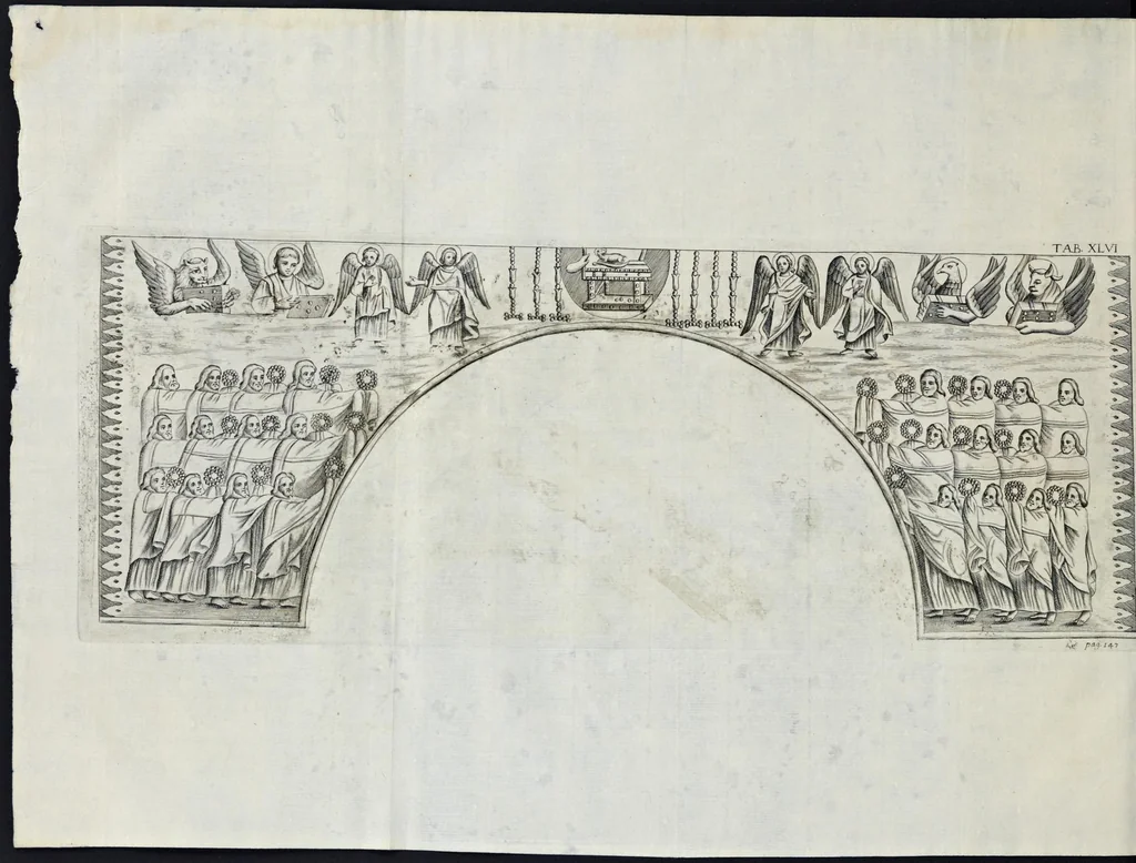 An illustration from Vetera monimenta : in quibus praecipuè musiva opera sacarum profanarumque aedium structura, ac nonnulli antiqui ritus, dissertatiobus, iconibusque illustrantur, 1690, leaf 267