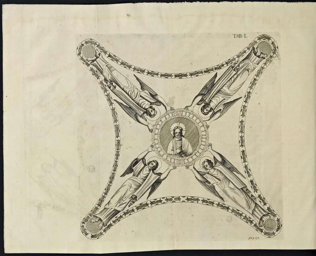 An illustration from Vetera monimenta : in quibus praecipuè musiva opera sacarum profanarumque aedium structura, ac nonnulli antiqui ritus, dissertatiobus, iconibusque illustrantur, 1690, leaf 281
