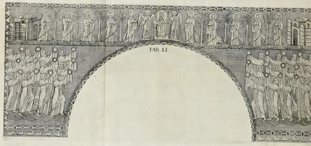 An illustration from Vetera monimenta : in quibus praecipuè musiva opera sacarum profanarumque aedium structura, ac nonnulli antiqui ritus, dissertatiobus, iconibusque illustrantur, 1690, leaf 287